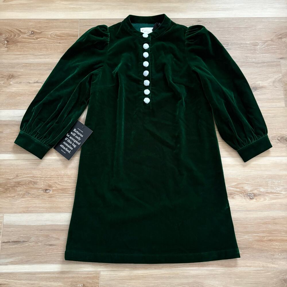 POMANDER PLACE Velvet Samantha Dress Hunter Green XS